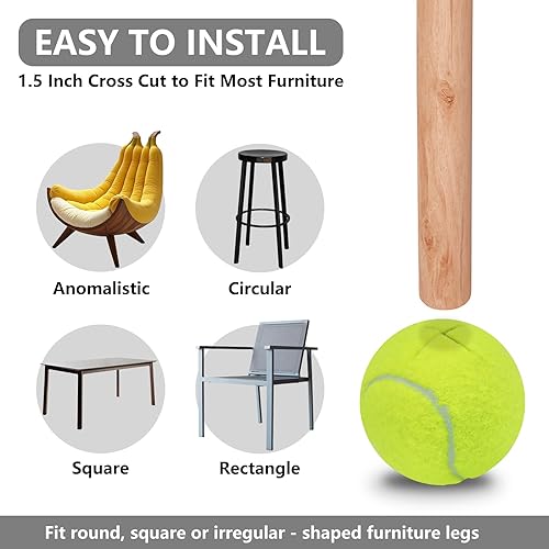 Miniatura 7 de Magicorange Paquete de 60 pelotas de tenis precortadas a granel para sillas, pelotas de tenis de 2.5 pulgadas, fundas para patas de sillas para