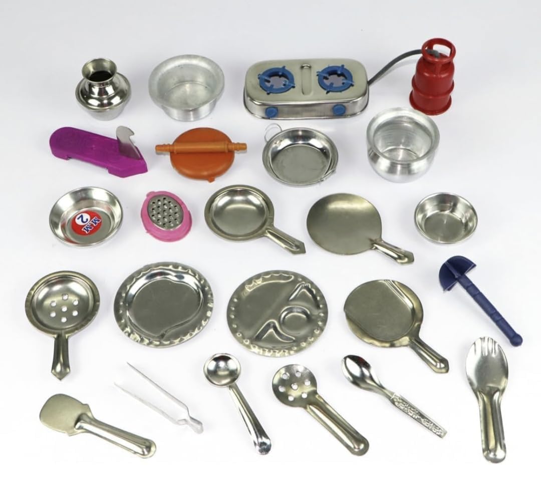 Miniature Kitchen Set,Kitchen Set for Girls, Real Cooking Kit for Play, Steel Kitchen Set for Girls, Choppu Jaman, Cooking Set for Kids, Baby Kitchen Set Toys for Girls, 23pcs (B0CM184CGX) Amazon Price History, Amazon Price Tracker