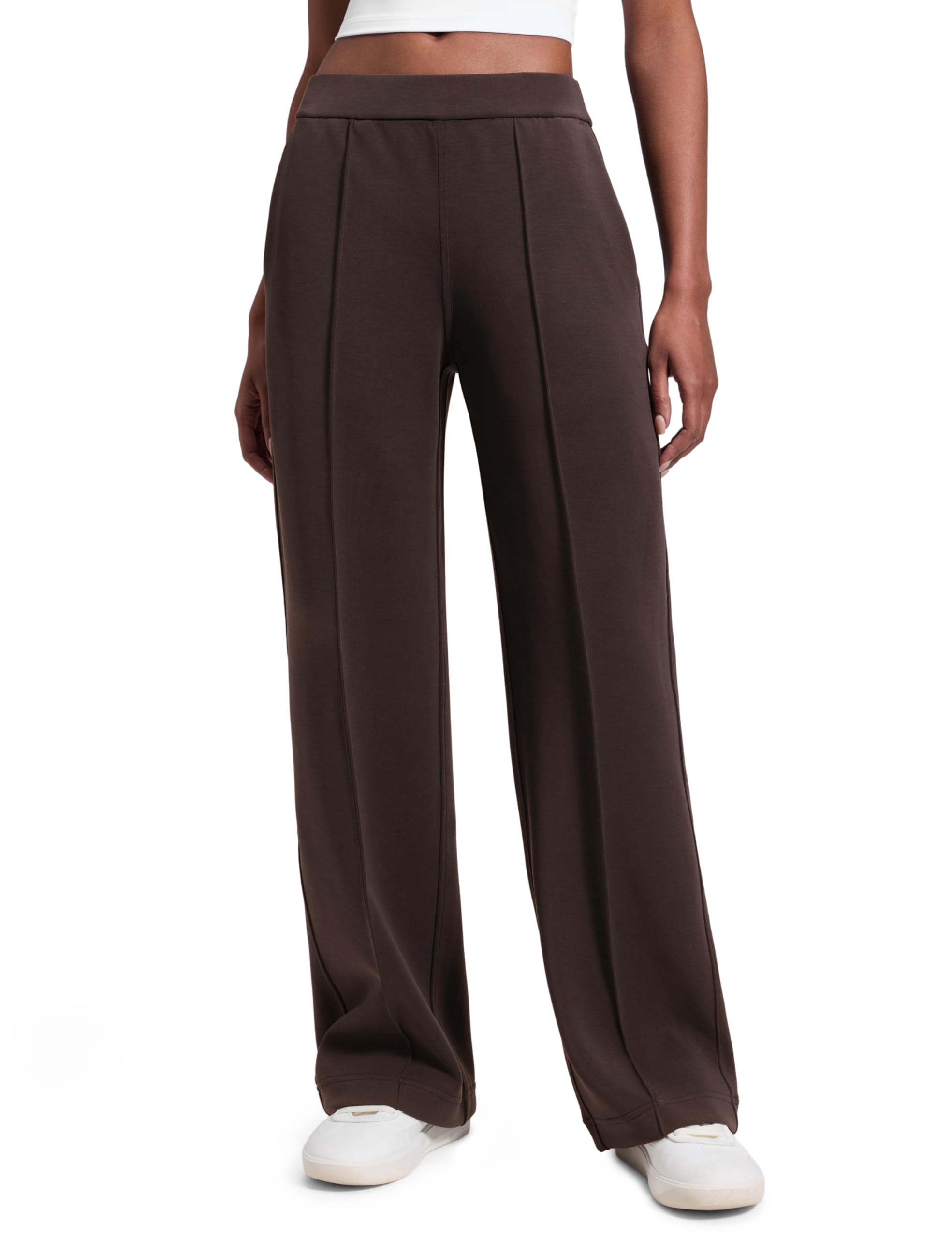 CRZ YOGA Damen SoftAura Pintuck Gerades Bein Jogginghosen Modal Lässig Lounge Büro Chino Hosen mit Taschen - 76cm