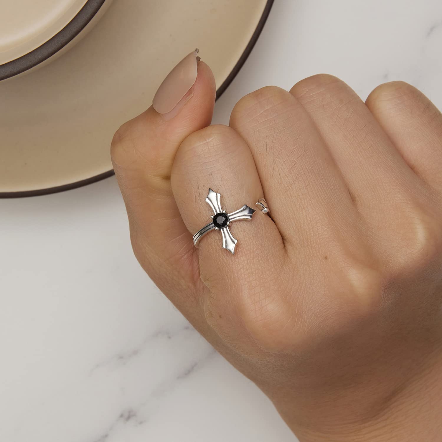 Kreuzring aus Sterlingsilber, verstellbar, Kreuzwickel, offener Ring für Frauen, Tochter, Freundin, Ostergeschenk