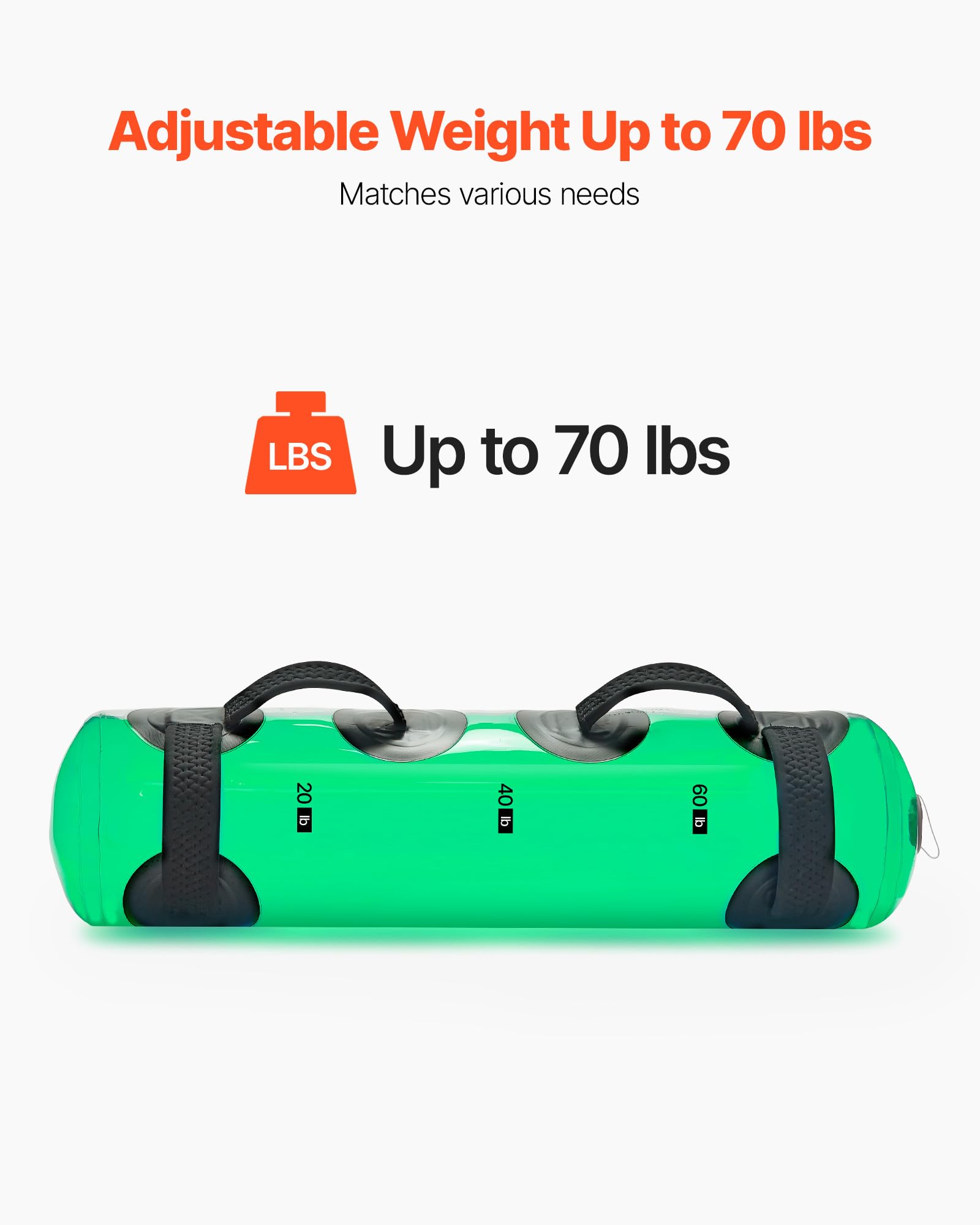 VEVOR Water Weights Aqua Bag Grand sac d'eau pour l'entraînement, équipement d'exercice de stabilité portable réglable et de fitness pour tout le corps, pour entraînement de force et d'équilibre