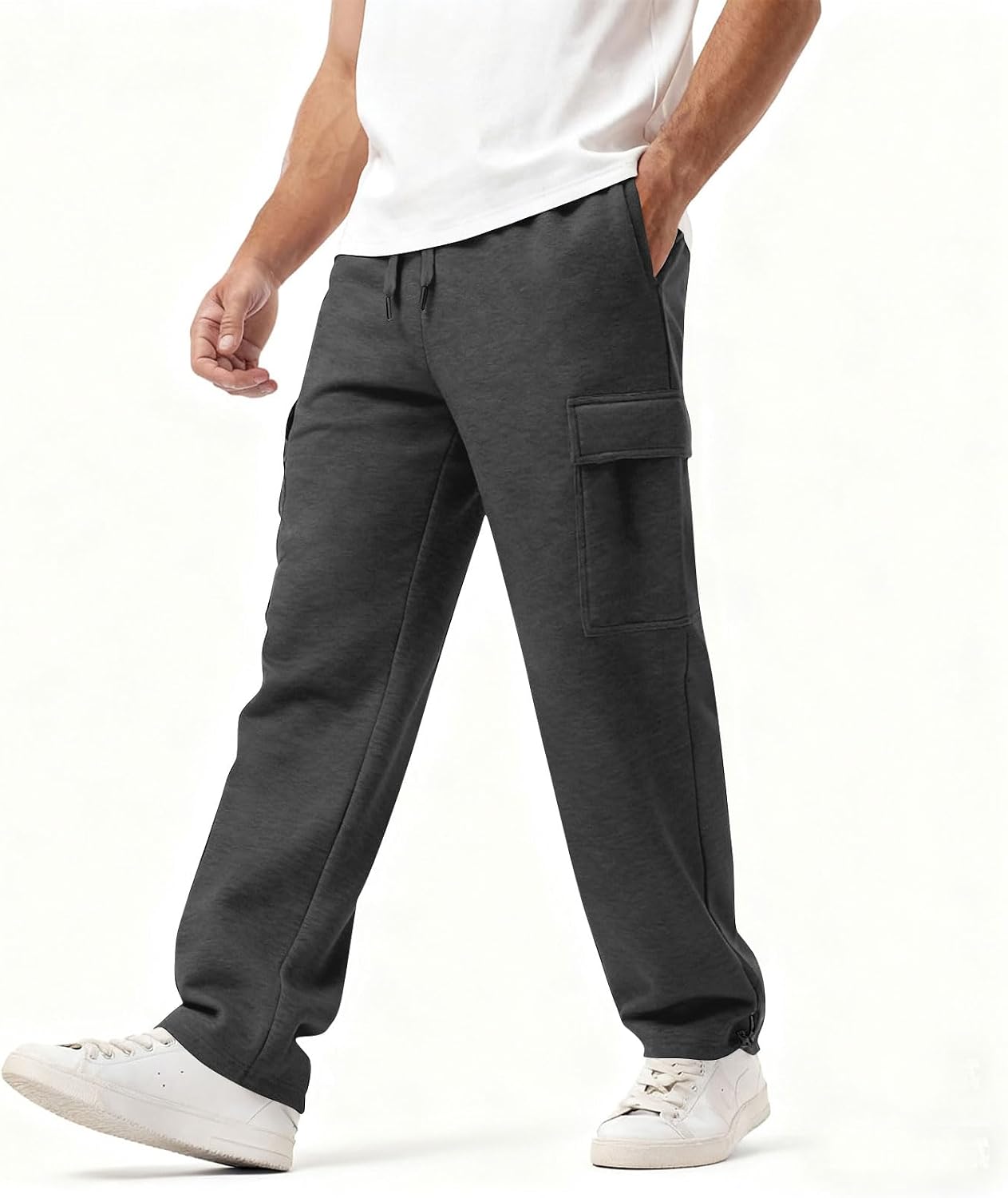 Mens Sweatpants Casual Loose Fit Lounge Joggers Straight Baggy Athletic Trousers Sweat Pants with Pockets