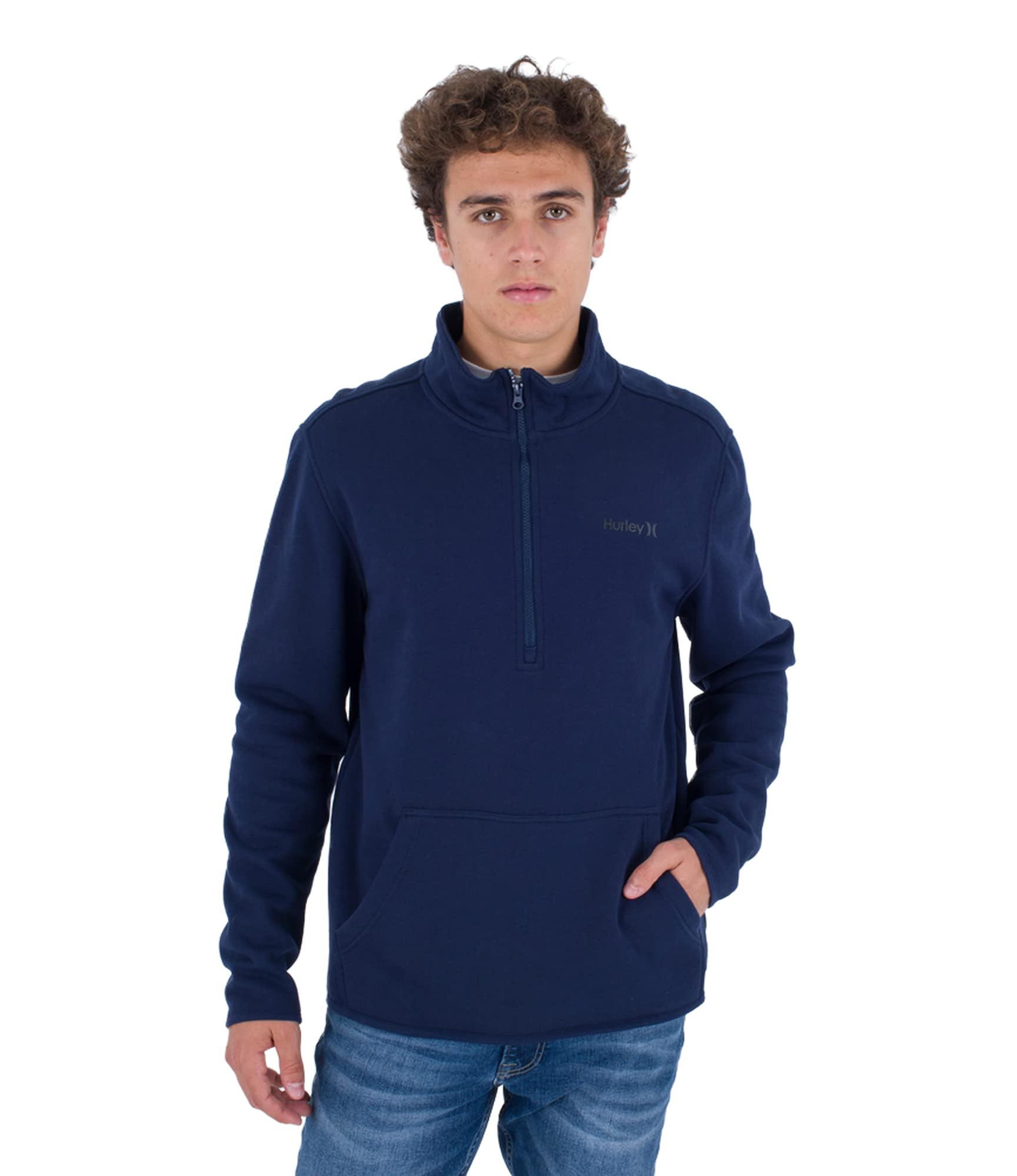 Hurley Men's O&o Track Fleece Sweatshirt, Obsidian, M