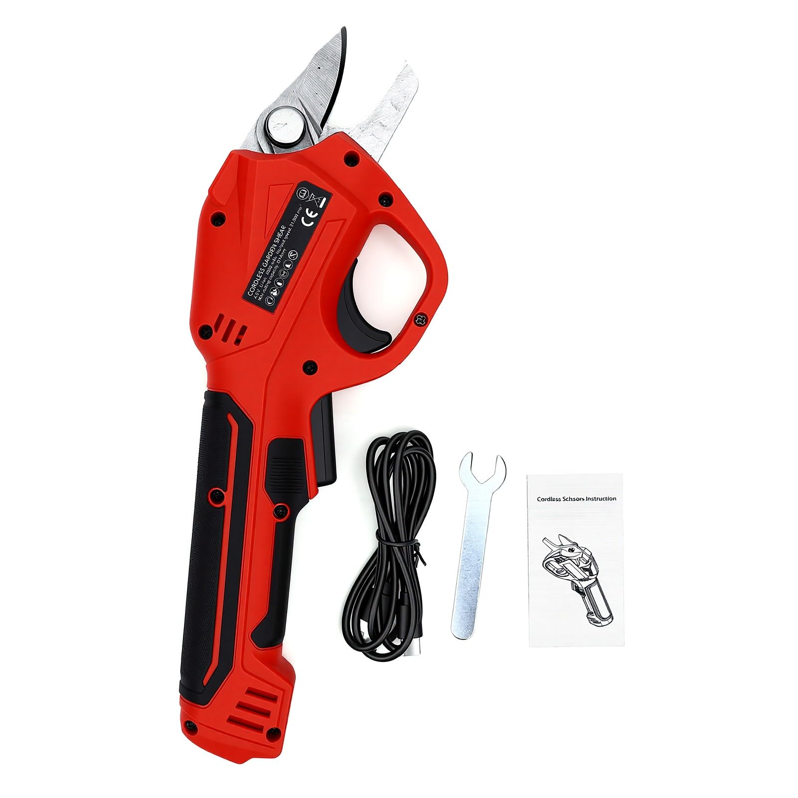 Weytoll Akku-Gartenschere 4000mAh-Akku 500 Schnitte pro Ladung, kabelloser Astschneider mit 2,5cm Öffnung und Dual-Aktivierung für sicheren Baumschnitt