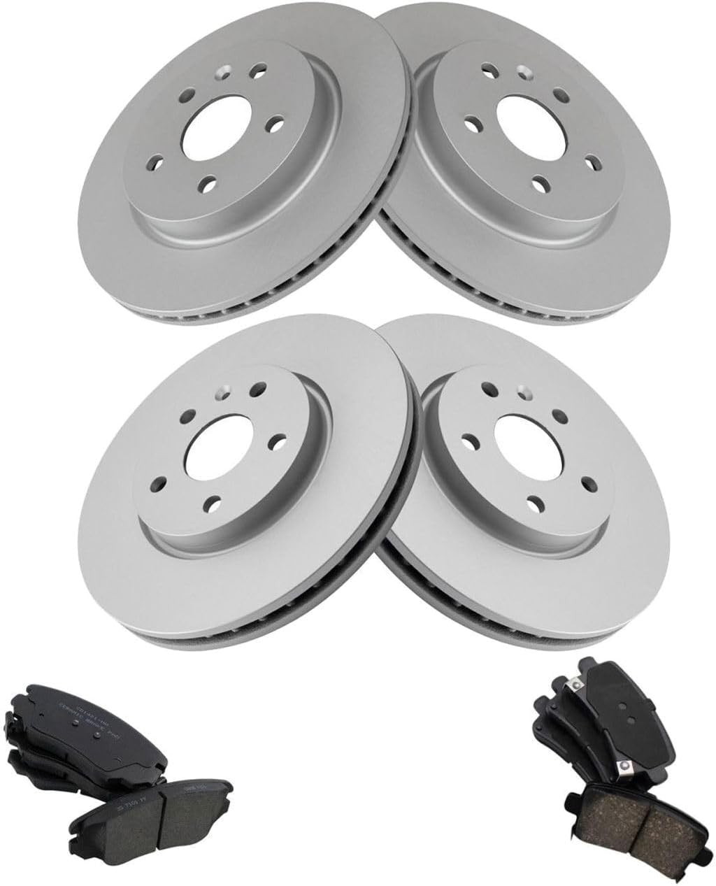 Front & Rear Ceramic Brake Pad & Coated Rotor Kit W/ 5 Lug-Wheel Lug Count for Impala 14-20 for LaCrosse 10-16 for Malibu 13-15 for Malibu Limited 16 for Regal 11 14-17