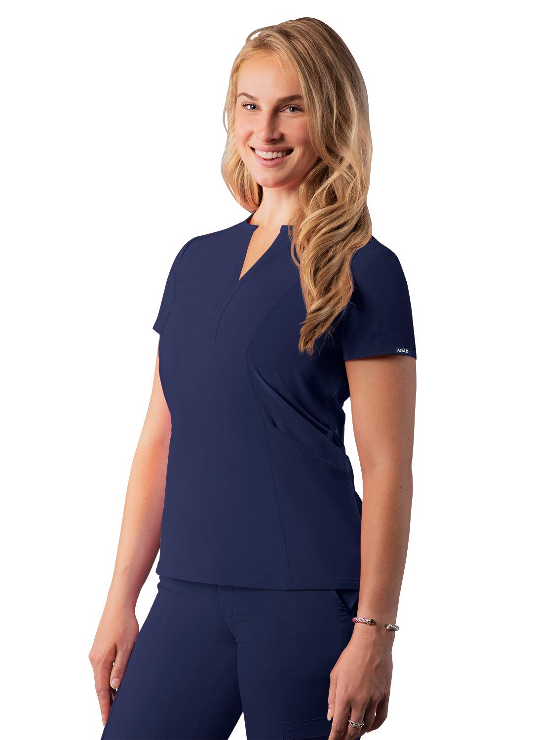 Photo 1 of Adar Addition Scrubs for Women - Notched V-Neck Scrub Top Small Navy