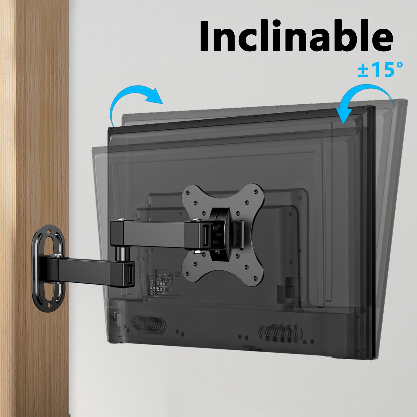 Support TV Mural 14 à 27 Pouces Ecran PC,Orientable et Inclinable,VESA 75x75mm / 100x100mm jusqu'à 10 kg,Universel 17 19 21 24 Pouces Support Mural TV,Support de Moniteur