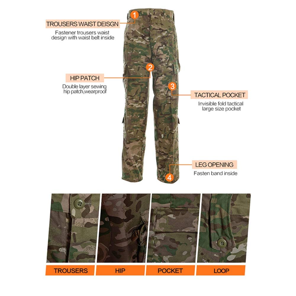 YUSHOW Militar Traje Hombre Airsoft Chaleco Manga Larga Pantalones Uniforme Caza Paintball BDU
