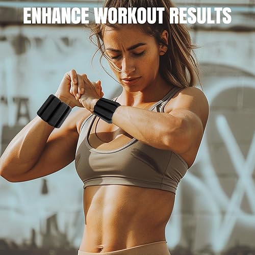 Miniatura 5 de Inspack Paquete de 2 pesas ajustables para muñeca y tobillo para mujeres y hombres, par de 24 libras (12 libra cada uno), correas de tobillo de