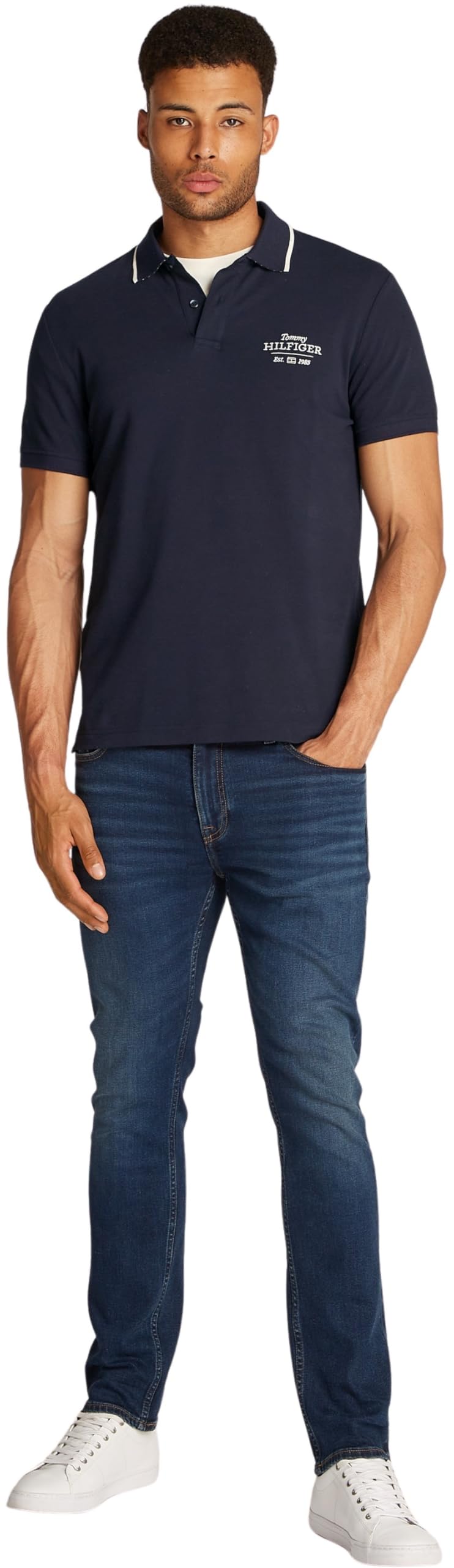 Tommy Hilfiger Herren Poloshirt Kurzarm Left Chest Graphic Regular Fit, Blau (Desert Sky), S – Ansicht 4