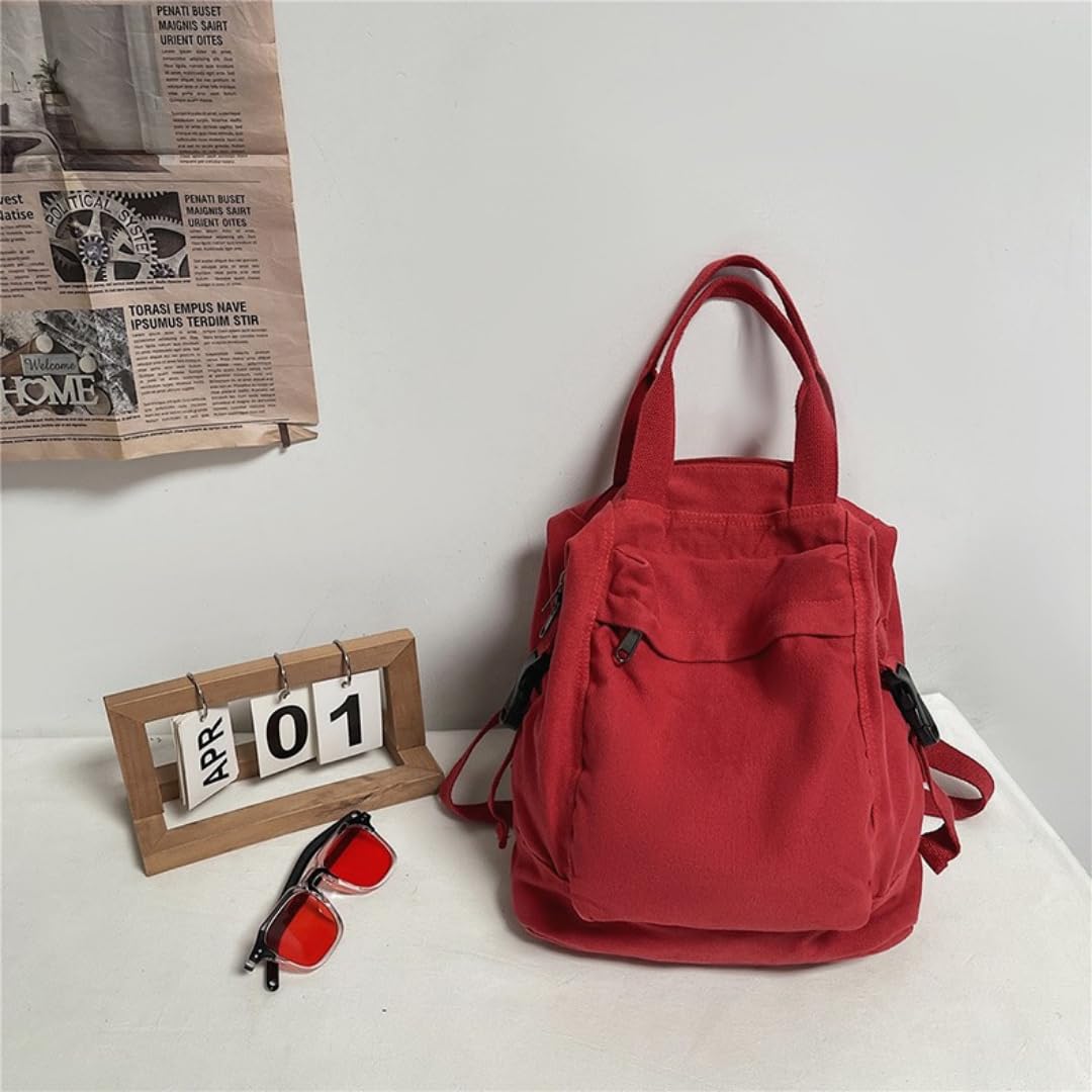 Zaino Canvas Grande Capienza Lavato Viaggio Giorno Unisex(Verde) | Tela Lavata, Scomparti Interni, Chiusura Lampo, Quotidiano, Stile Urbano
