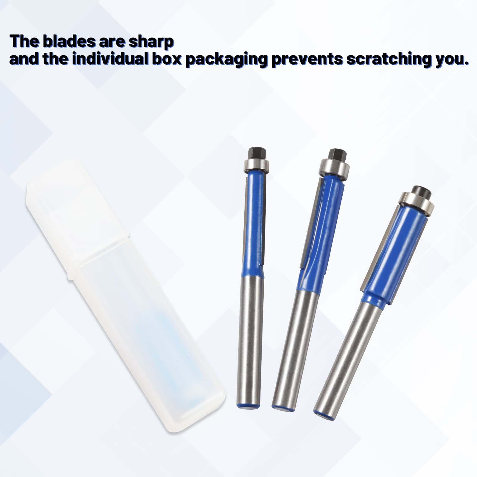 LEONTOOL Lot de 4 fraises à défoncer de 6,35 mm avec tige supérieure de 6,35 mm - Outil de fraisage du bois pour couper les bordures d'étagère, le placage ou les stratifiés