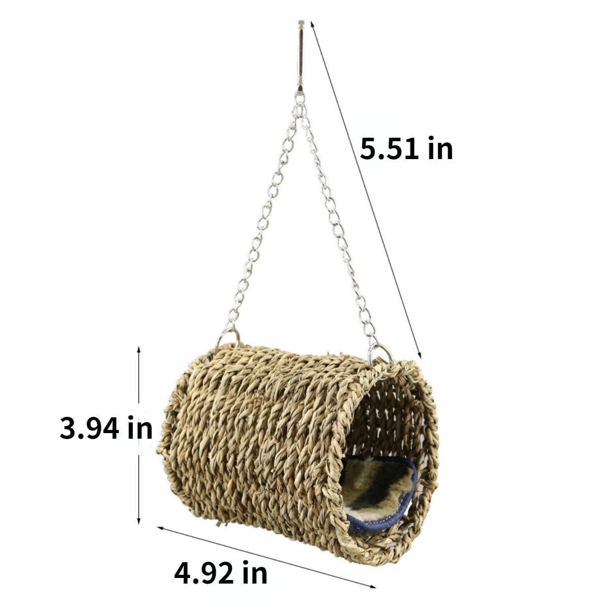 Bird Nest with Removable Cushion Breeding Box Straw Nest Parrot Nest Bird House Parrot Bird Grass Woven Nest Suitable for All Seasons