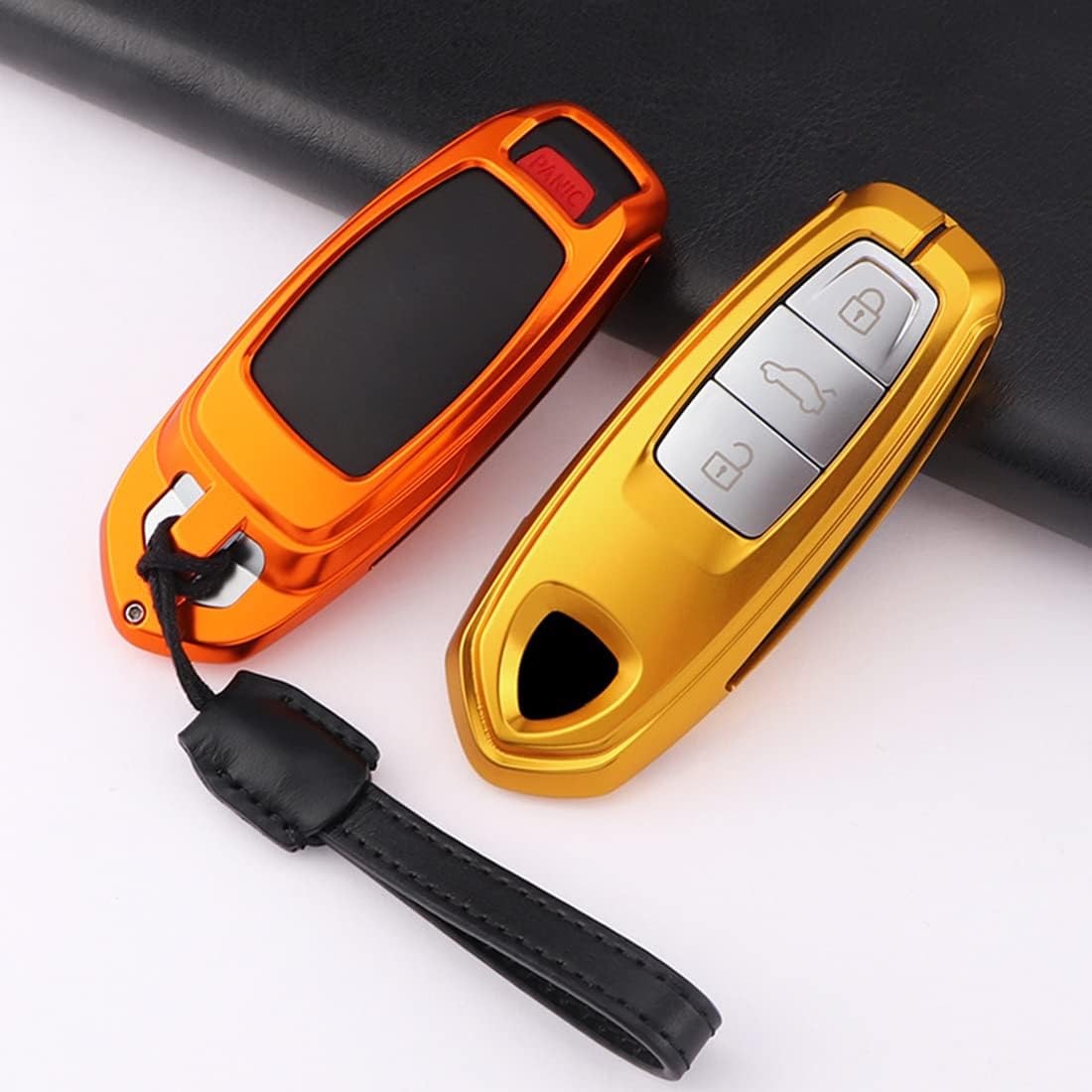 Premium Aluminum Metal Key Fob Case Cover Shell Compatible for Lamborghini URUS 2018-2020 With Metal Key Chain Gold