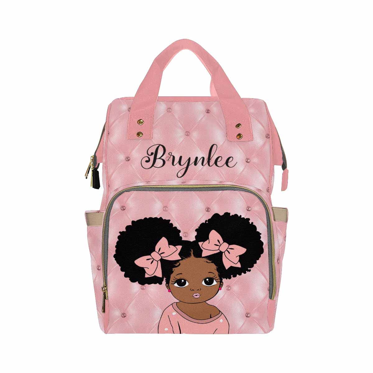 Newcos Personalized Close Up African Baby Women Crown, Pink Diamond Pattern Diaper Bags for Womens