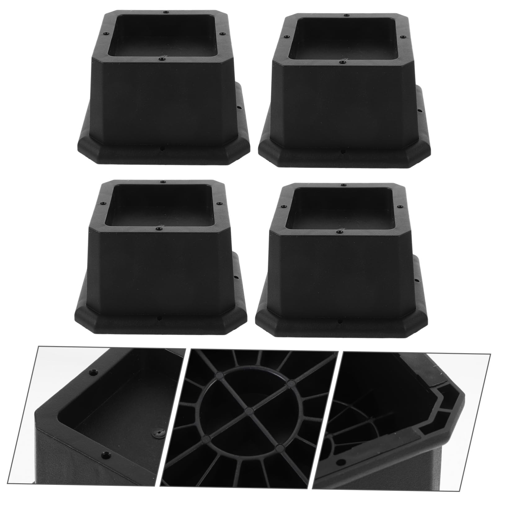 Elevadores de Muebles Negros 4 Piezas de Goma para Patas | Cabinet y Patas de Mueble, Elevación Estable, Protege el Suelo y Ayuda a Ganar Espacio Conjunto