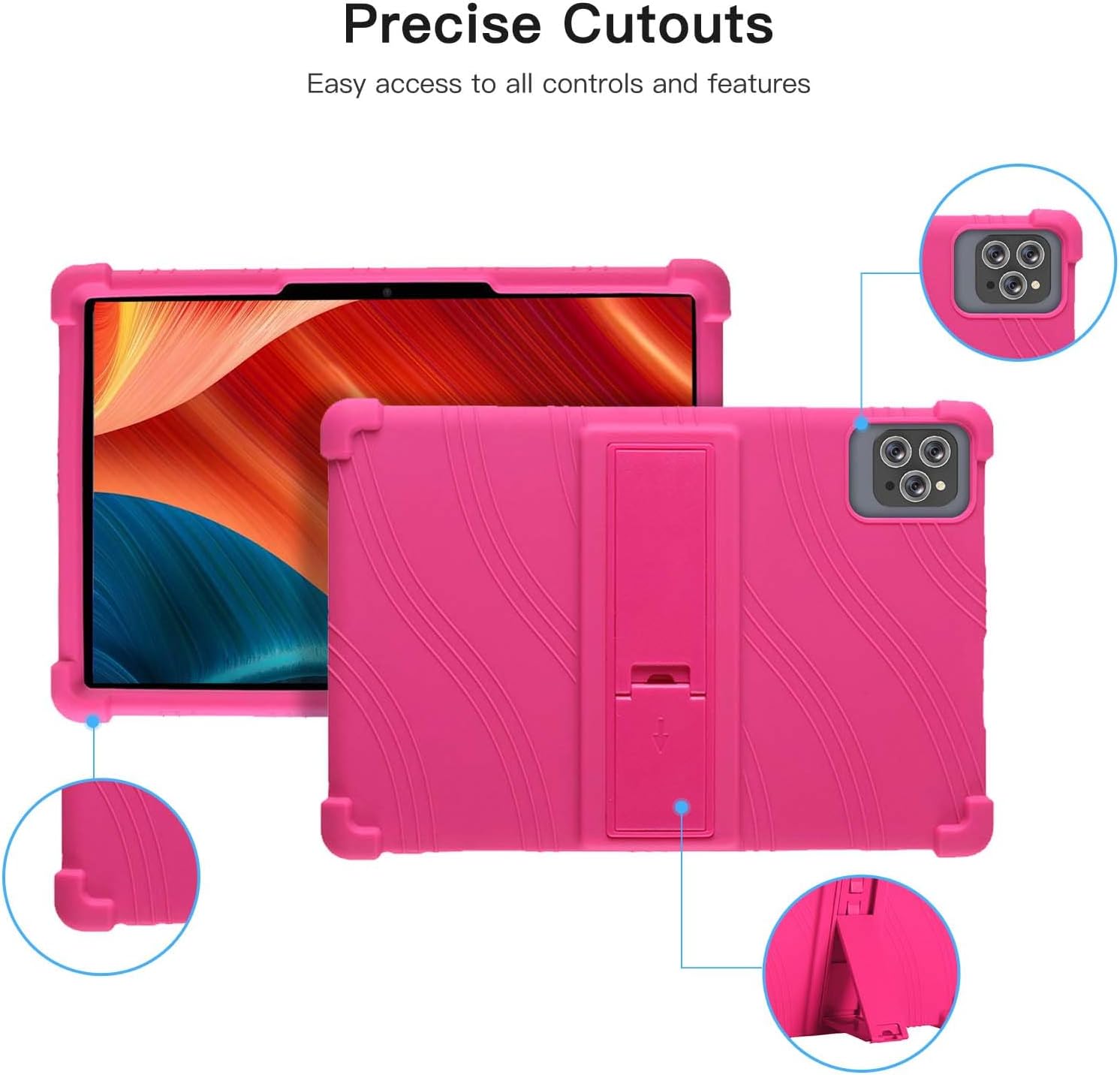 Case for VEAT00L T10 Android 13 Tablet 10.1 inch,Soft Silicone Protector Cover,Kids Friendly,Adjustable Stand Tablet Cover,4 Corners Thicken Shockproof,Pink image 4