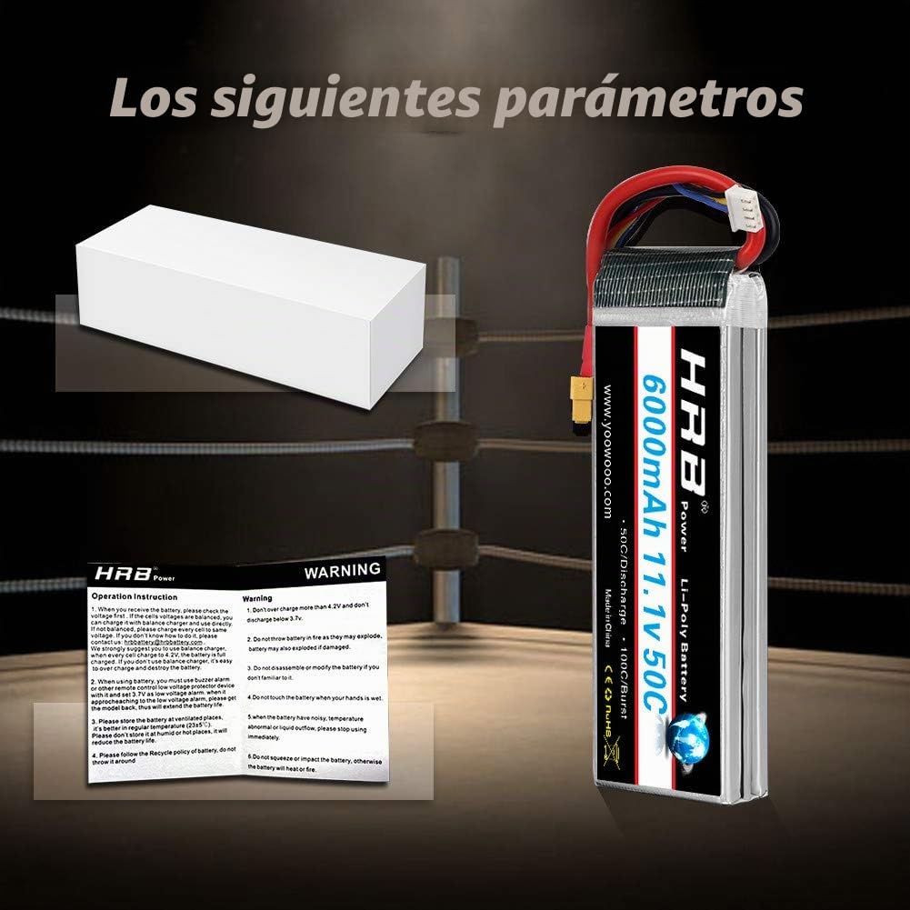 HRB 3S 11.1V 6000mAh 50C RC LiPo batería con XT60 Plug para RC helicóptero RC Avión RC Hobby (XT60 Plug)