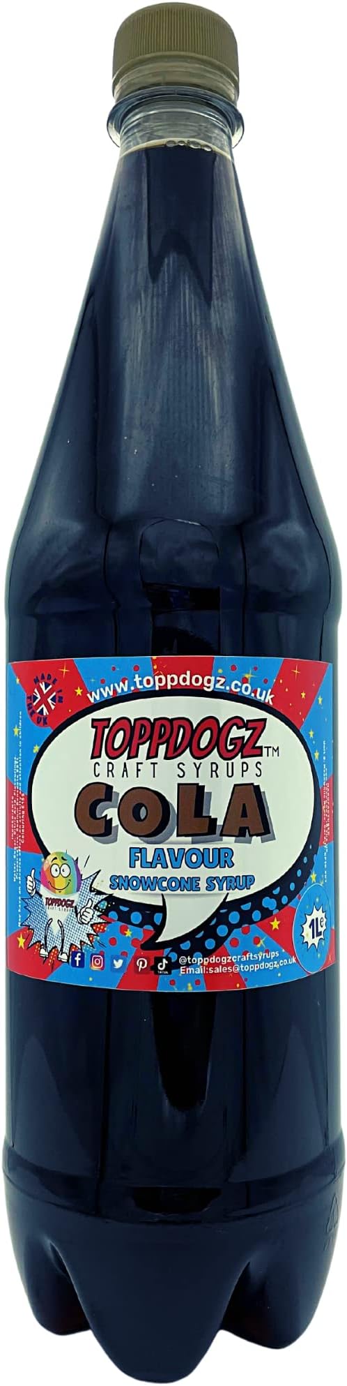 TOPPDOGZ Slush Snow Cone Syrup 1 Litre Cola slushie slushy snowcone