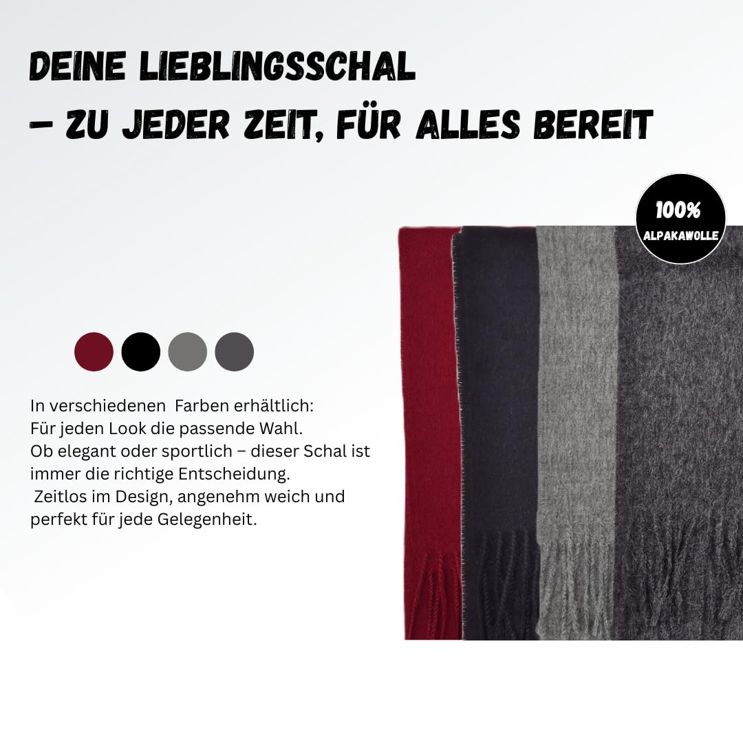 Baby Alpaka Schal – 100% Alpakawolle – 180 x 30cm – weich, warm & sanft zur Haut – eleganter Wollschal für Damen & Herren – temperaturregulierend, atmungsaktiv & unisex