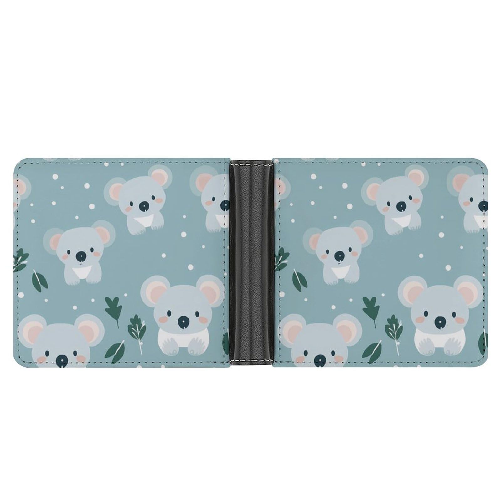 Cute Koala Bifold Wallet PU Leather Coin Purse Lightweight Credit Card Holder Wallet Money Clip