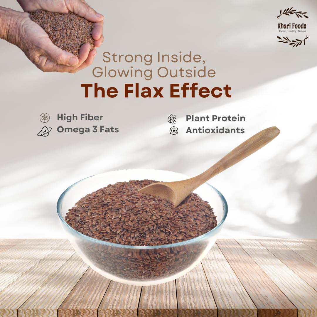 Khari Foods Organic Flax Seeds 500g, Fat Loss, Omega 3 & Anti-oxidants Rich, Gluten Free (500g) 2