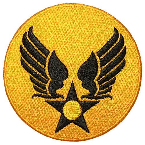 US Air Force Army Military Jacket Vest Star Wing Sew Iron on Logo Emblem Embroidered Badge Sign Costume Patch - Yellow Black (US-AIR-Force-Wing-YWBK)
