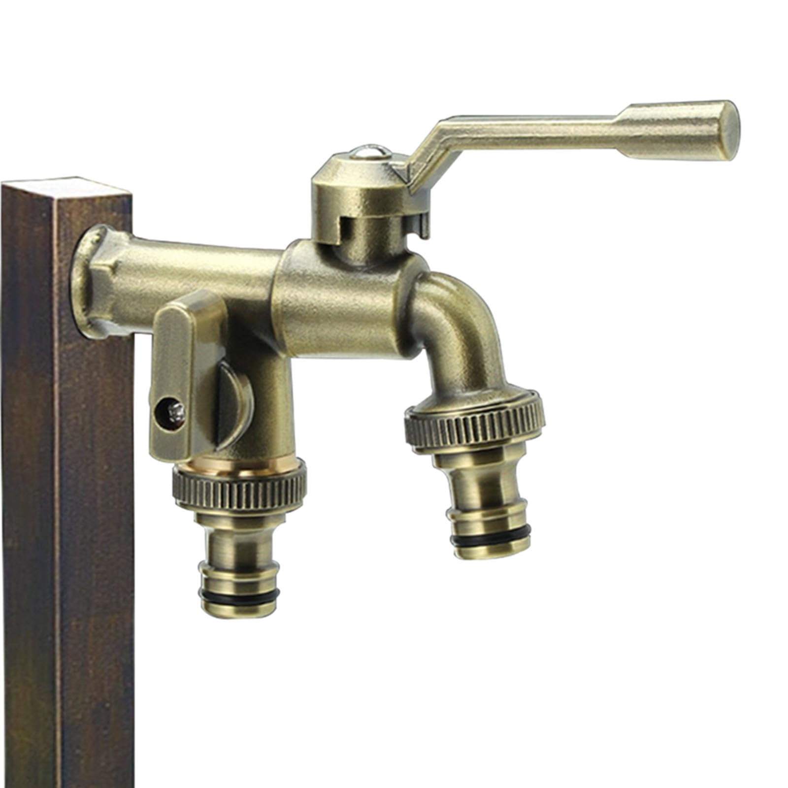 Antique Brass Finish Faucet Brass Double Outlet Garden Tap Double Garden Taps Outside Wall Mounted Garden Irrigation Fittings,Bronze