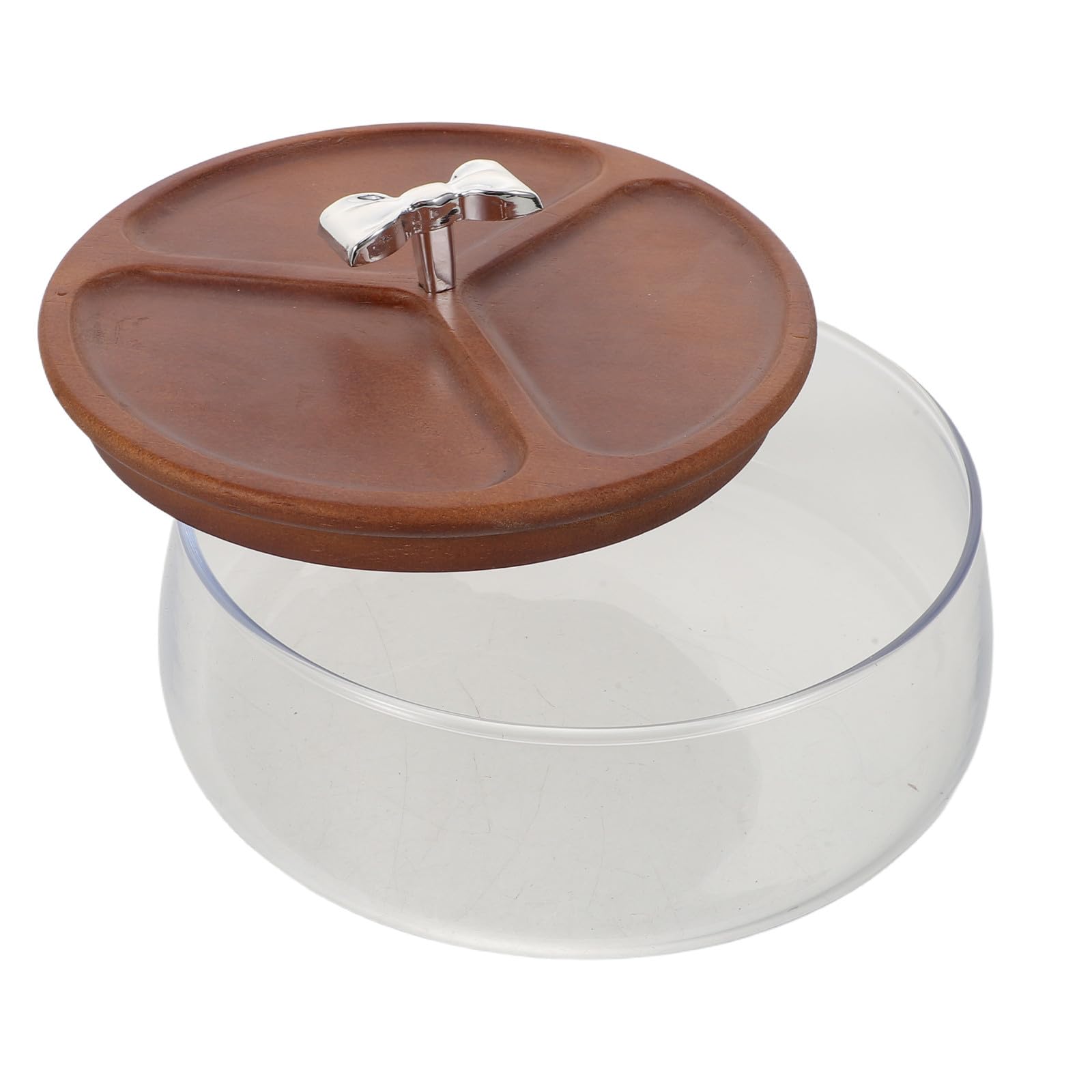 Cuenco de Vidrio para Aperitivos de 1200ml con Tapa de Madera | Cereales y Snacks, Uso en Cocina y Encimera, Diseño Decorativo, Elegante y Moderno