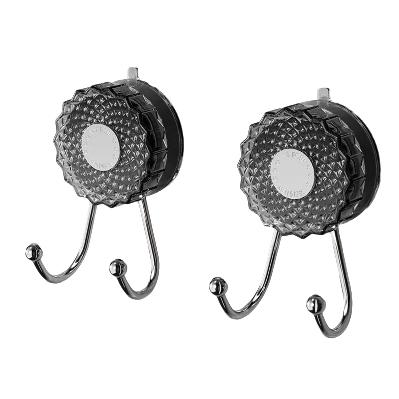Tertioi Transparent Grey 2 Pack Metal Suction Hook For Smooth Wall Tiled Shower Fasteners