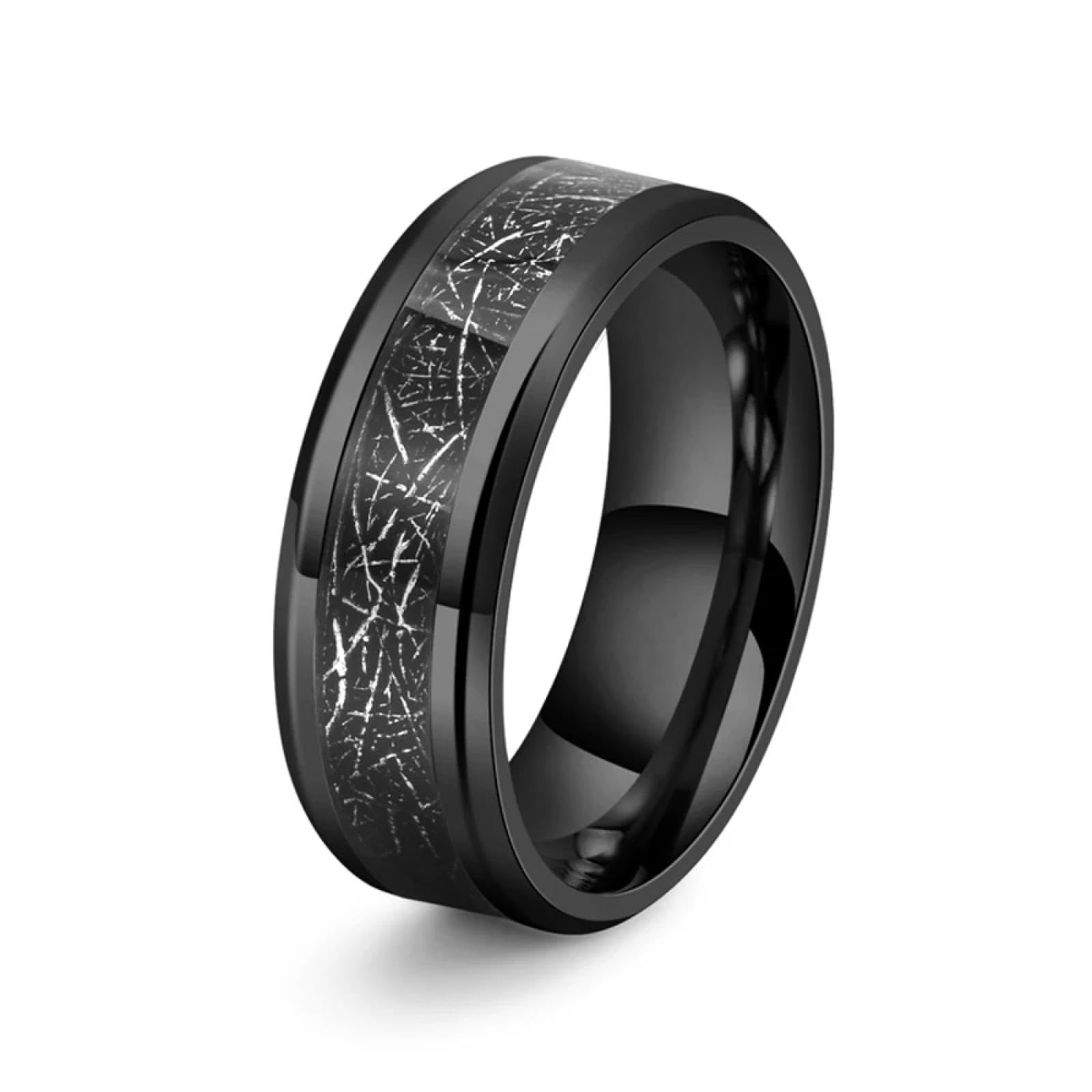 Ring Ringe Damen Bijouterie Herren 8 Mm Mattschwarzer Ring Für Männer, Sportlicher Hypoallergener Schmuck Mit Strukturierter Einlage, Unisex-Band, Fitness-Zubehör