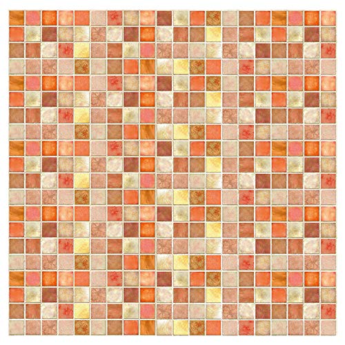 Kitchen-dream Papel Pintado Mosaico Papel Tapiz de Mosaico para baño Cocina Inodoro Pegatinas de Pared Autoadhesivas Fondo de Pantalla de PVC Impermeables a Prueba de Aceite 2 Piezas 1 * 0.2m