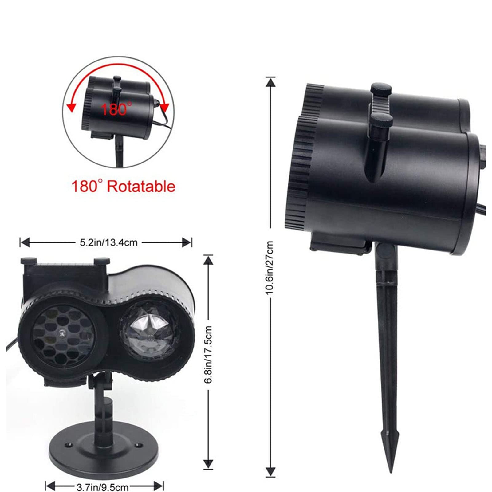 Lumière de projecteur de Noël Water Wave, lampe de projecteur 2-en-1 mobile 12 modèles IP44 étanche pour la lampe à effet de jardin de fête d'anniversaire du Nouvel An (Color : Black, Size : 4pcs)