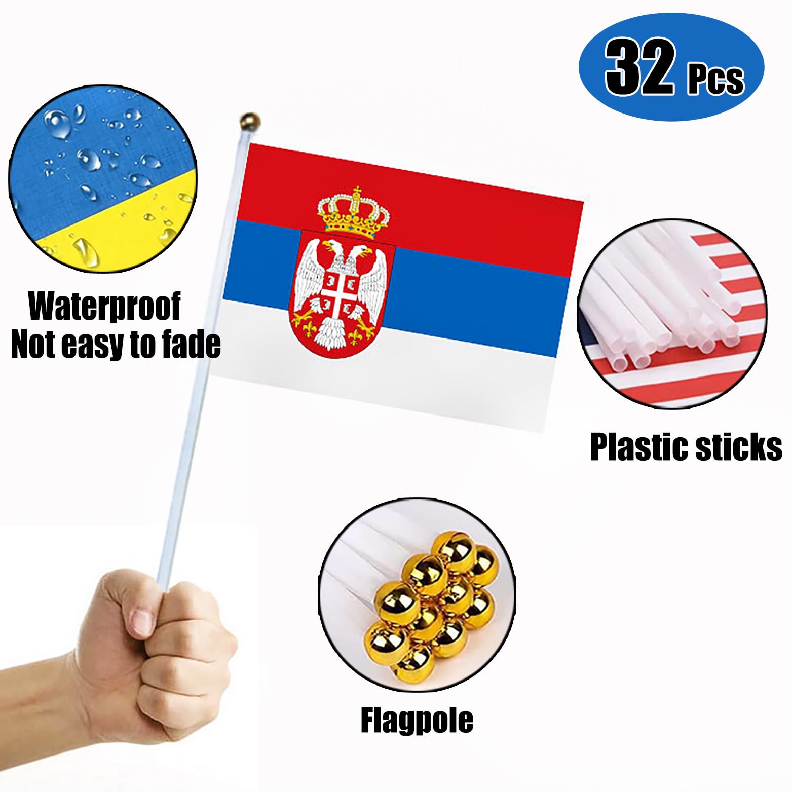 Due Piccole Bandiere Della Repubblica Ceca Isolate Su Sfondo Bianco