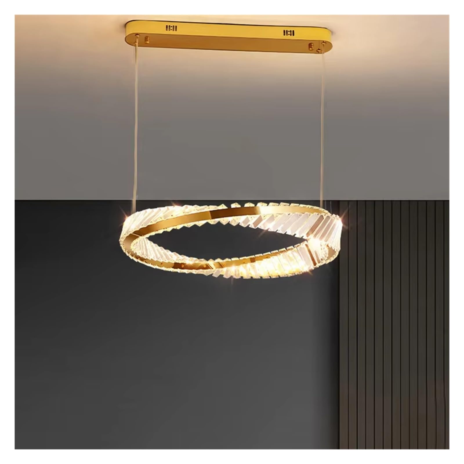 ZTCHSENZT Creative Modern Ceiling Chandeliers Round Gold Pendant Lights Ring Crystal Hanging Lamp Bedroom Lighting Fixture,40cm