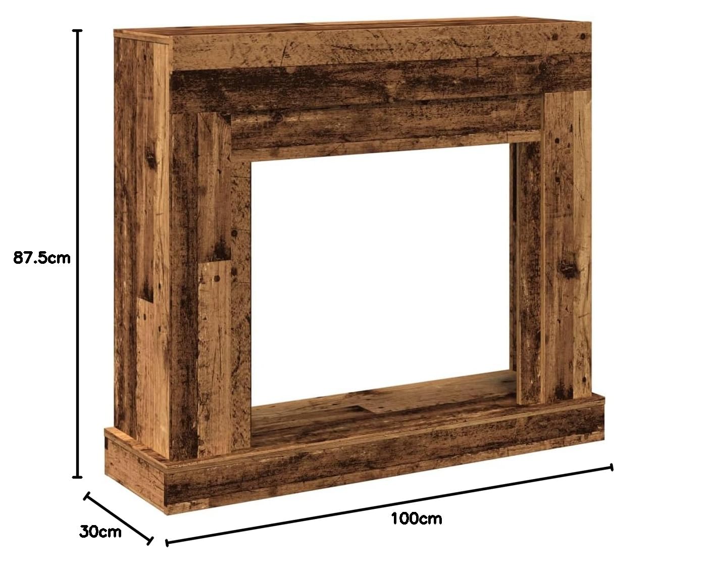 Kangmusi Kaminumrandung Altholz- 100x30x87,5 cm Holzwerkstoff, Old Wood 854569