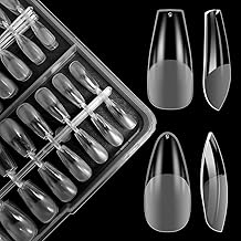 384 Pieces Gel Tips for Almond and Ballerina Nails, Transparent Reconstruction Nails, Full Cover False Nails Kit, Gel Tips for Professional Manicure Salons, Nail Art
