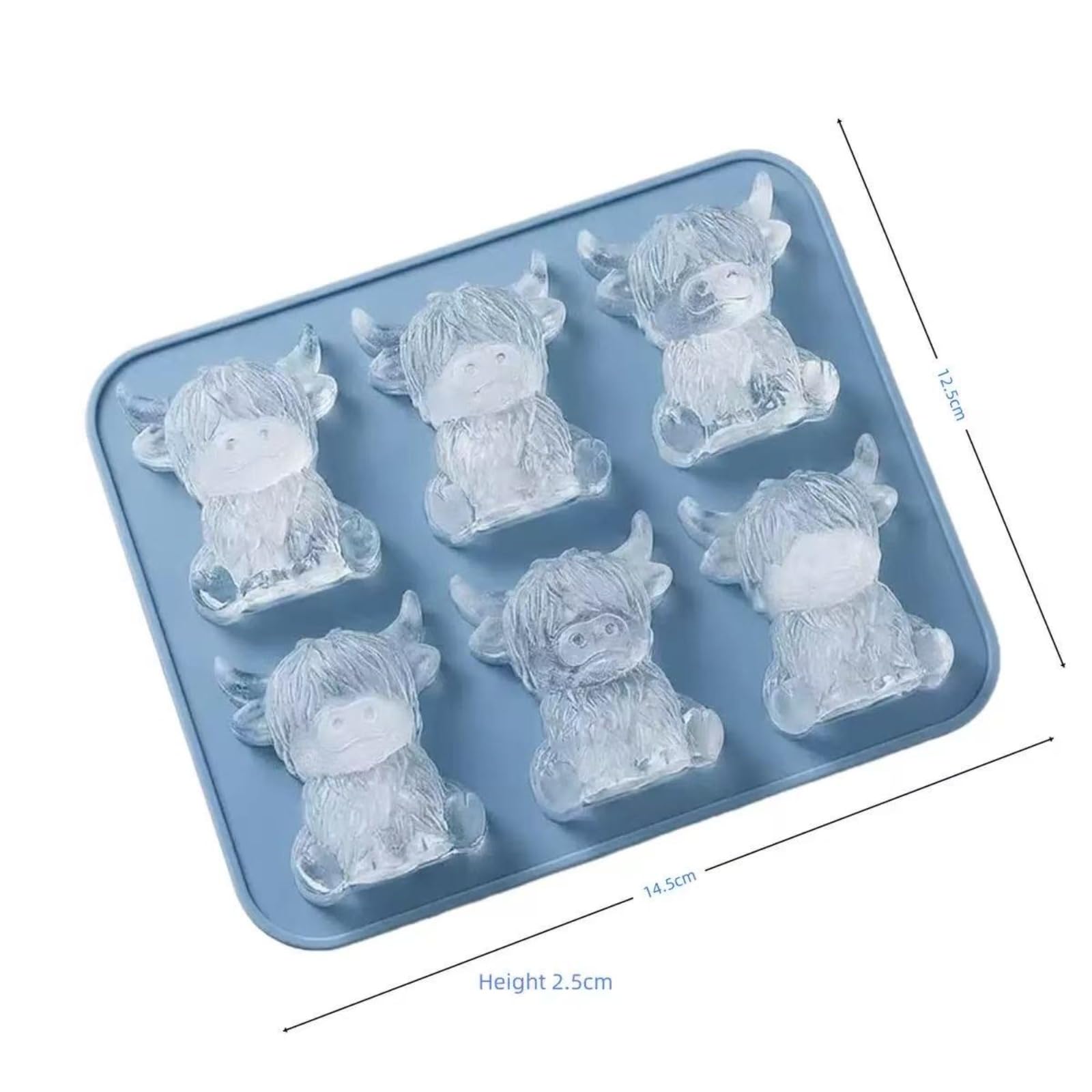 Bandeja de cubitos de hielo de vaca Highland – Molde de silicona 3D para cócteles, divertido molde de cubitos de hielo para accesorios de cocina, gran regalo para hombres y mujeres, perfecto para