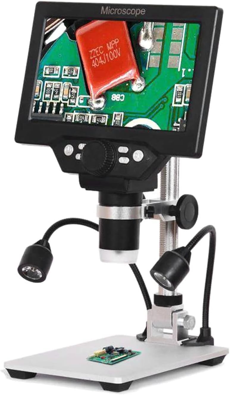 Microscopio digital de 7 pulgadas con pantalla LCD giratoria y soporte regulable USB