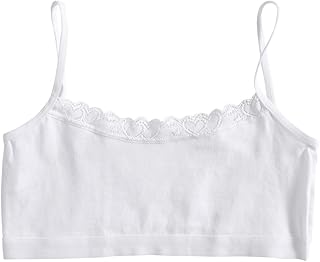 [ligerhousty] 子供用ブラ、女の子用レースブラ、子供と青年、子供用クロップベストトップ、青年用女の子、スポーツトレーニングブラ、8〜14歳