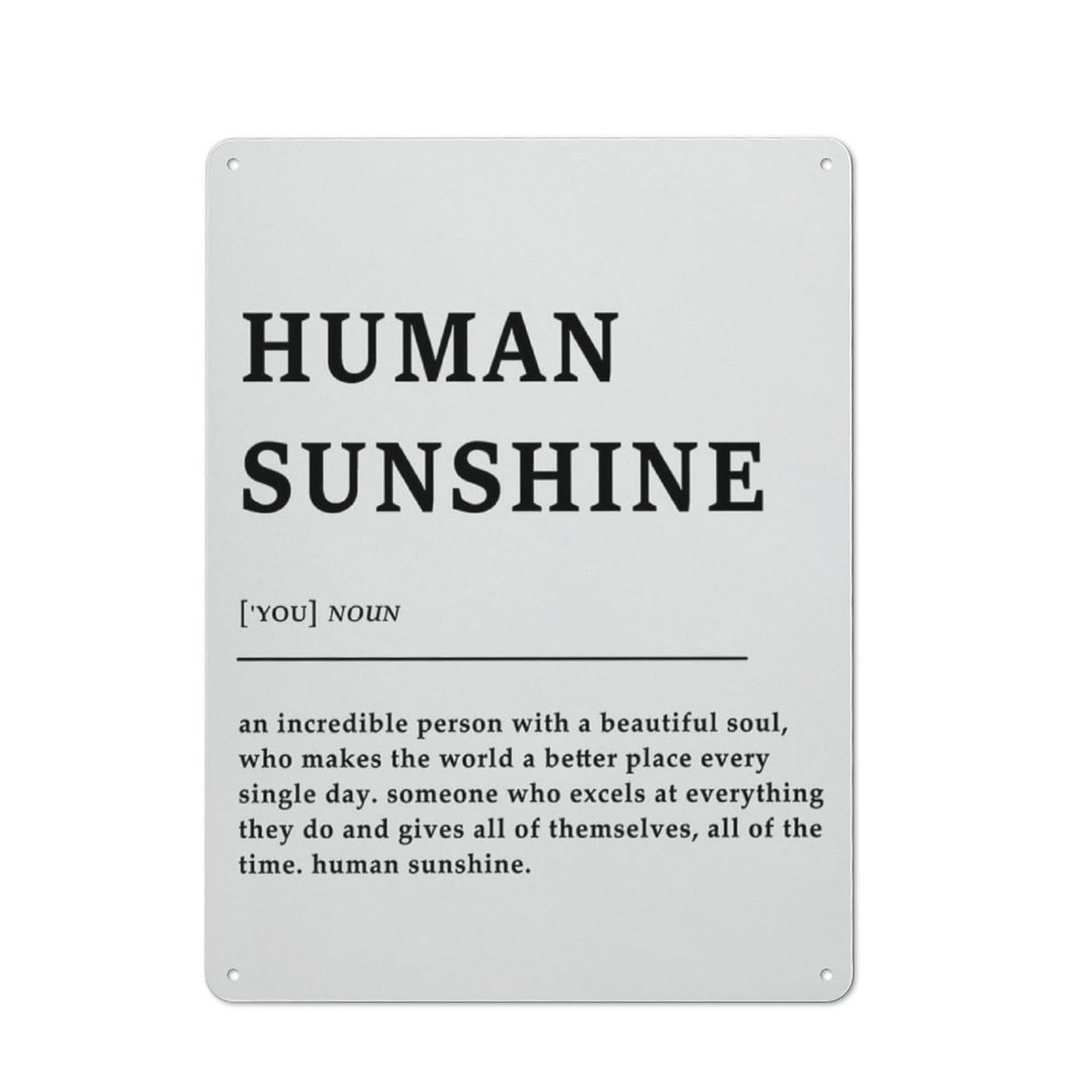 Rustic Metal Tin Sign, Warm Sunshine Definition Wall Art, Inspirational Printed Artwork, Sincere Thank You Gift for Friends Colleagues, 12x8 Inch