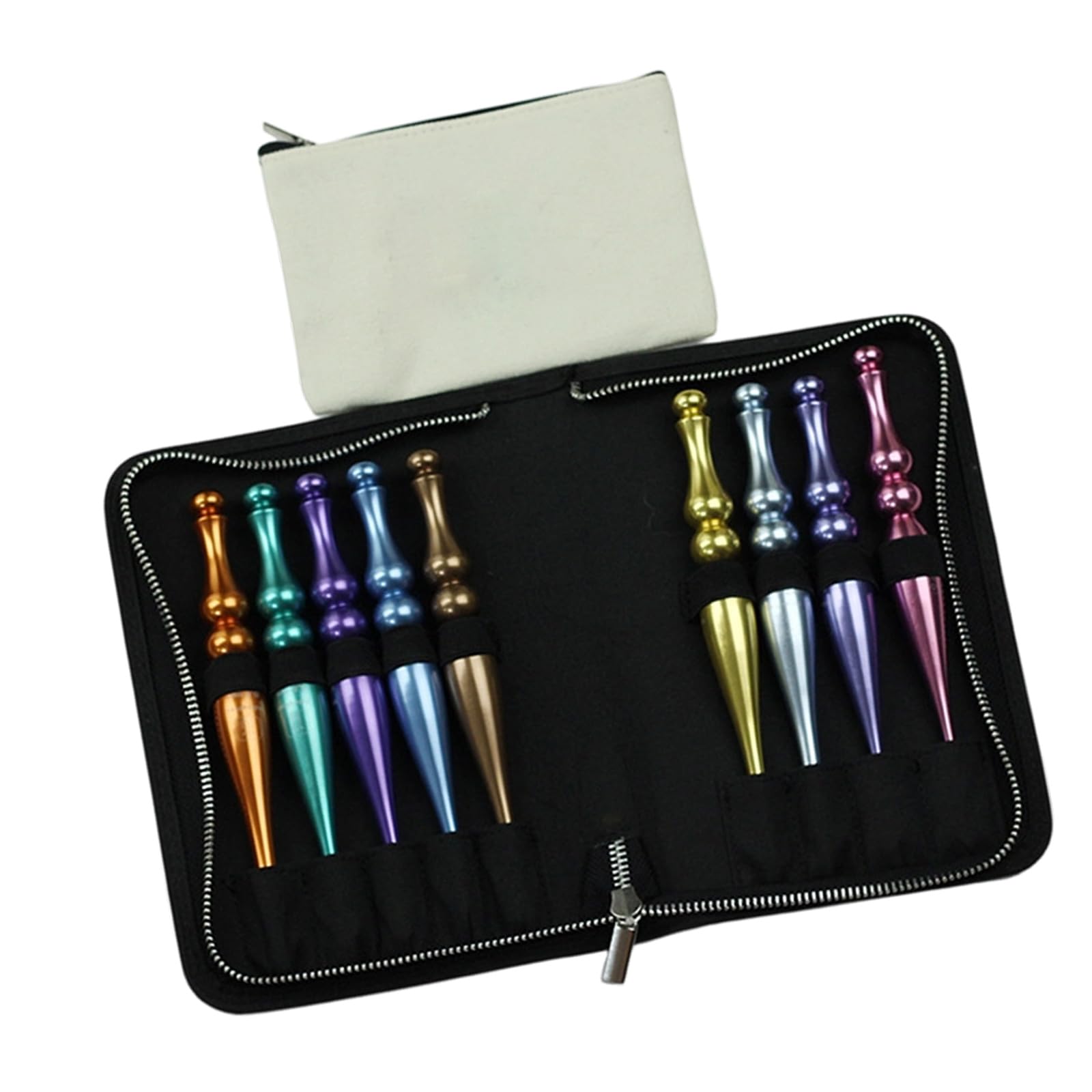 9Pcs Ergonomic Handle Crochet Hook Aluminum Alloy Hook Set 3.5mm-8.0mm for Weaving Sweater Scarf Bag Gloves Colorful Hooks Set