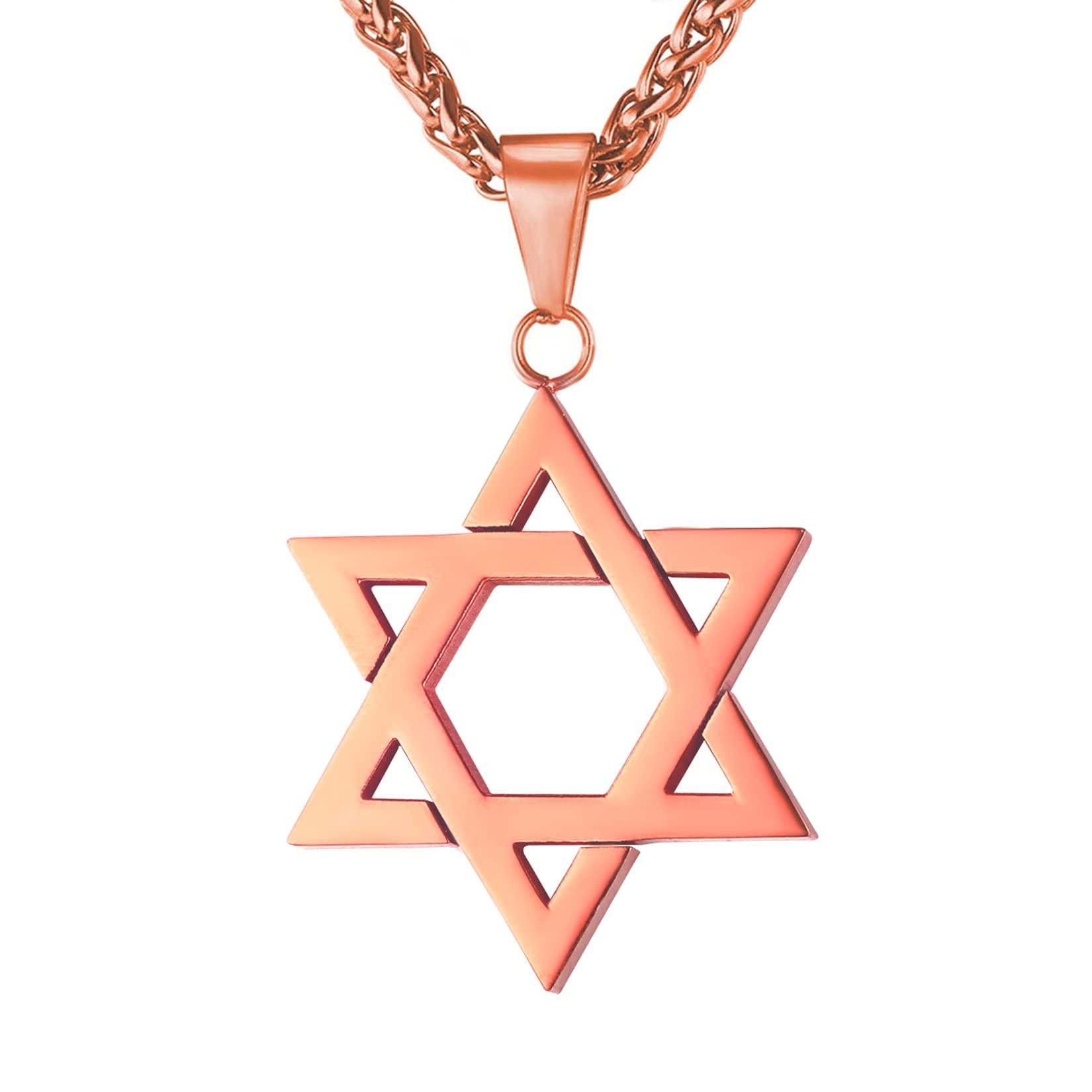 U7star Of David Necklace For Men Women Gold Stainless Steel