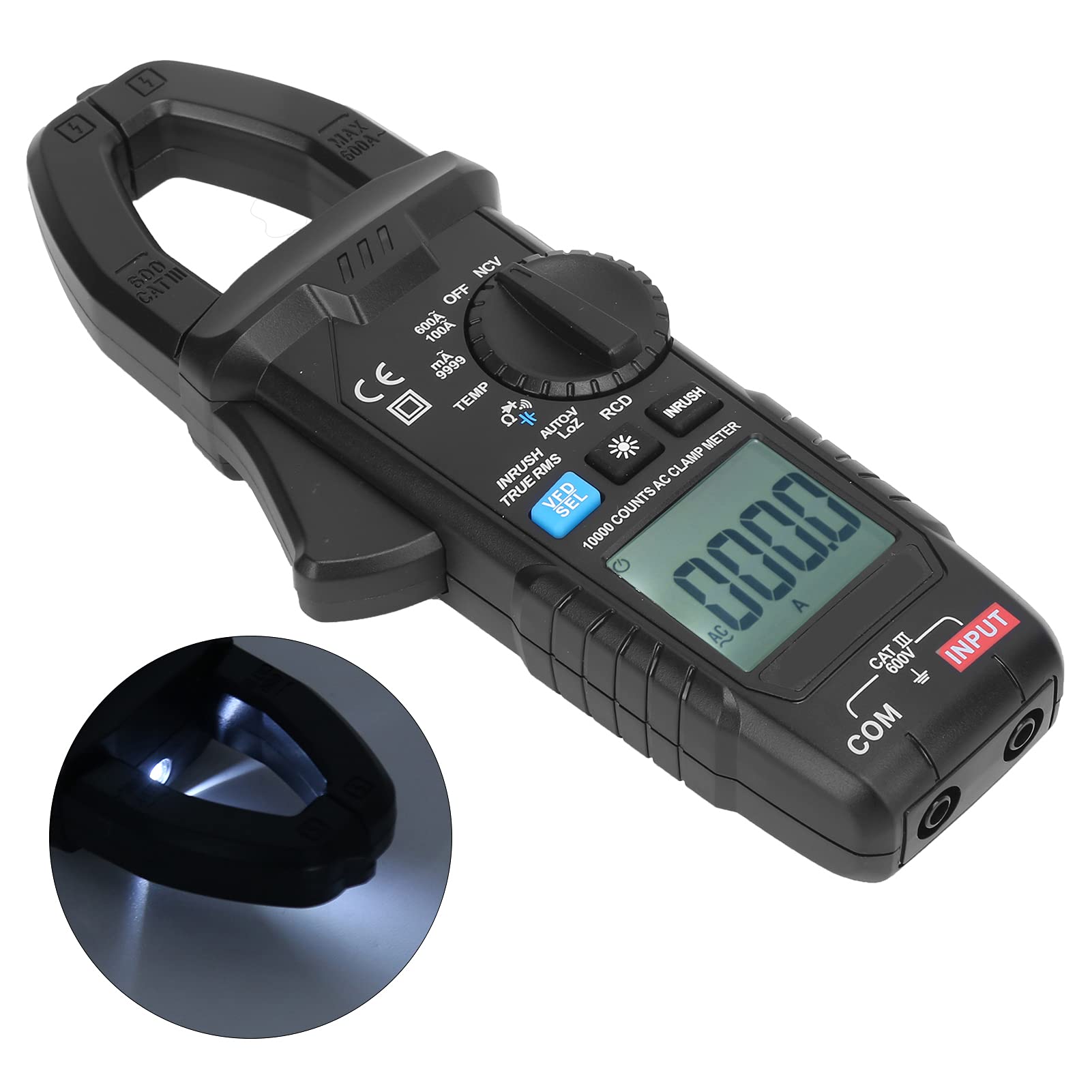CM83C Digitales Zangenmessgerät, Präziser Echteffektivwert-Tester für Elektriker, Tragbares ABS-Design mit 9999-Zähler-Anzeige