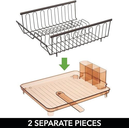 Miniatura 6 de mDesign Bandeja de cocina grande y moderna, bandeja extraíble para cubiertos y escurridor con boquilla giratoria ajustable, 3 piezas, bandeja de