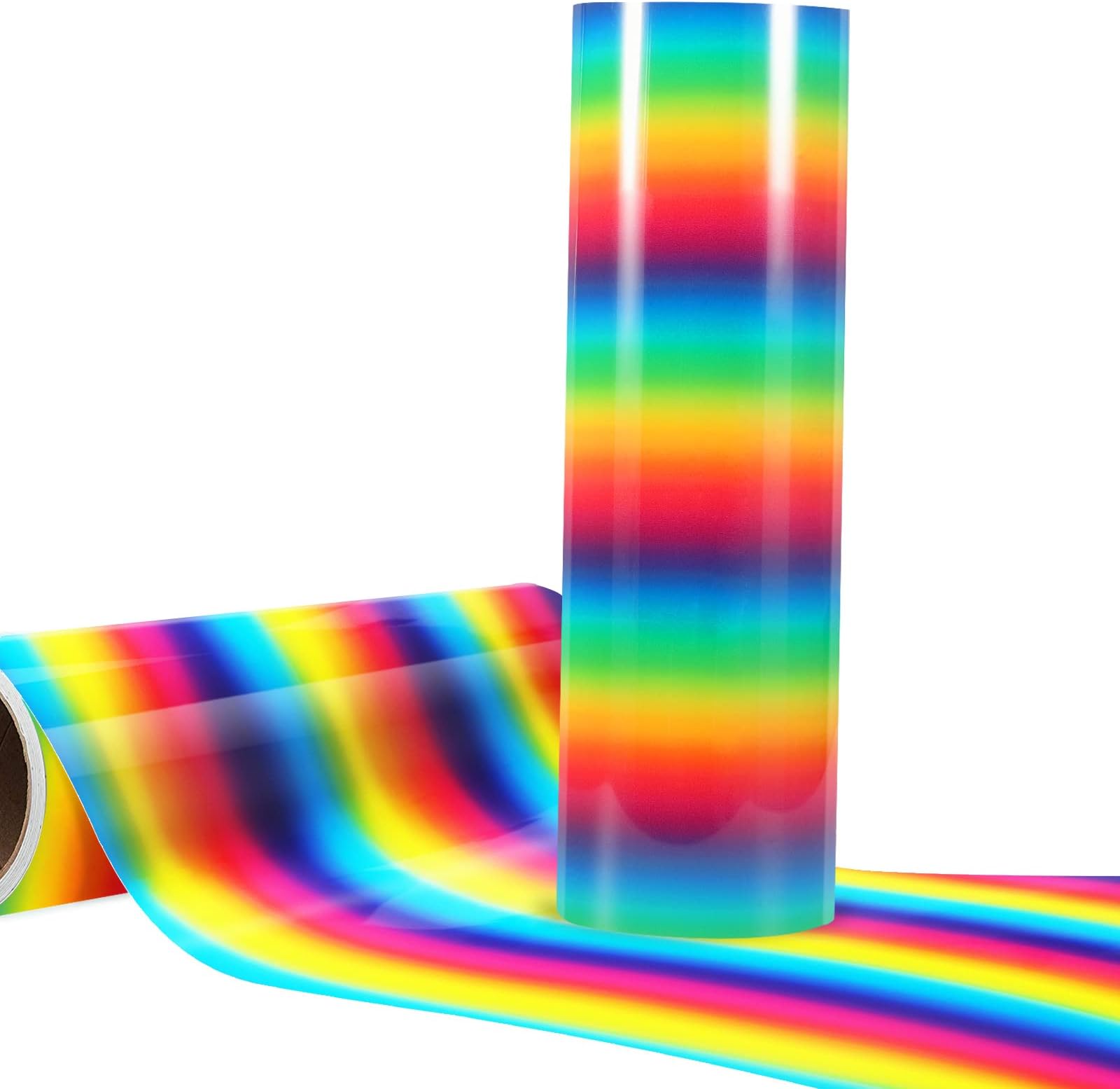 WRAPXPERTRainbow HTV Gradient Heat Transfer Vinyl Roll,12"x6ft Ombre Iron on Vinyl for Tshirt,Easy to Apply PU Vinyl Heat,Compatible with All Cutting Machines