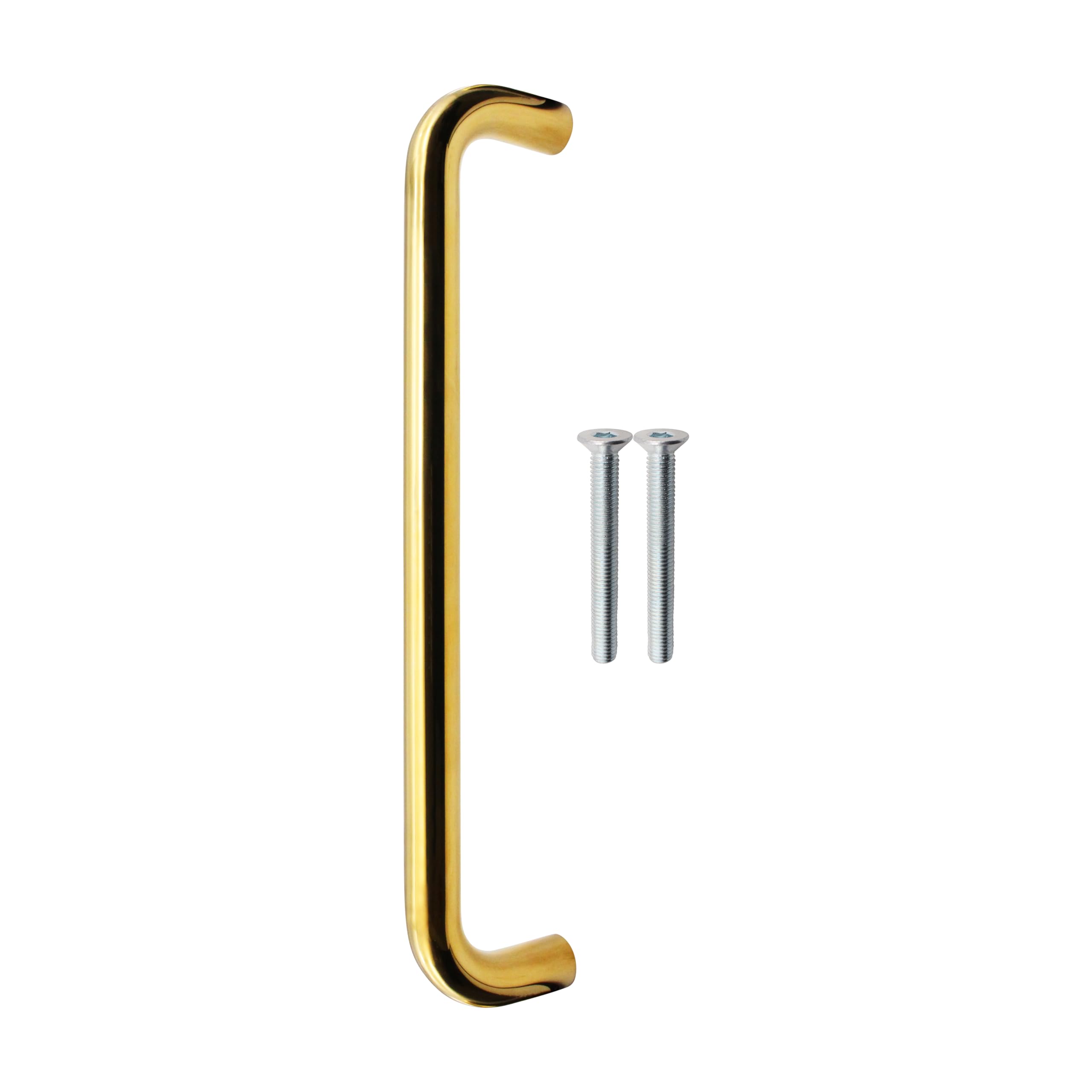 EAI Brass Door Pull Handle, 300 x 19mm Commerical Door Pull D Handle Polished Brass for Schools, Offices, Shops & More