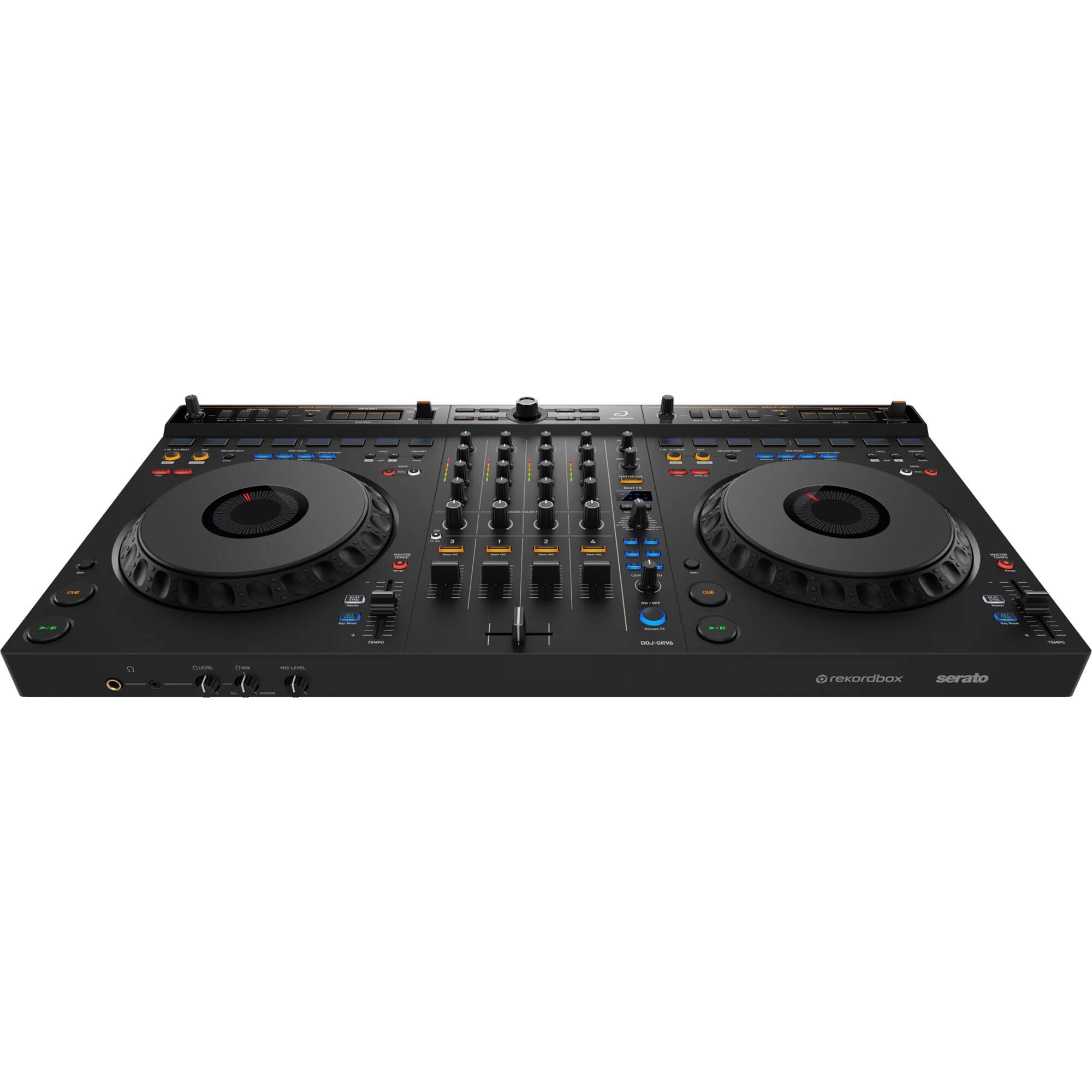 AlphaTheta DDJ-GRV6 Controlador DJ de 4 canales con Groove Circuit y auriculares DJ profesionales HDJ-X5 de Pioneer (Plata)