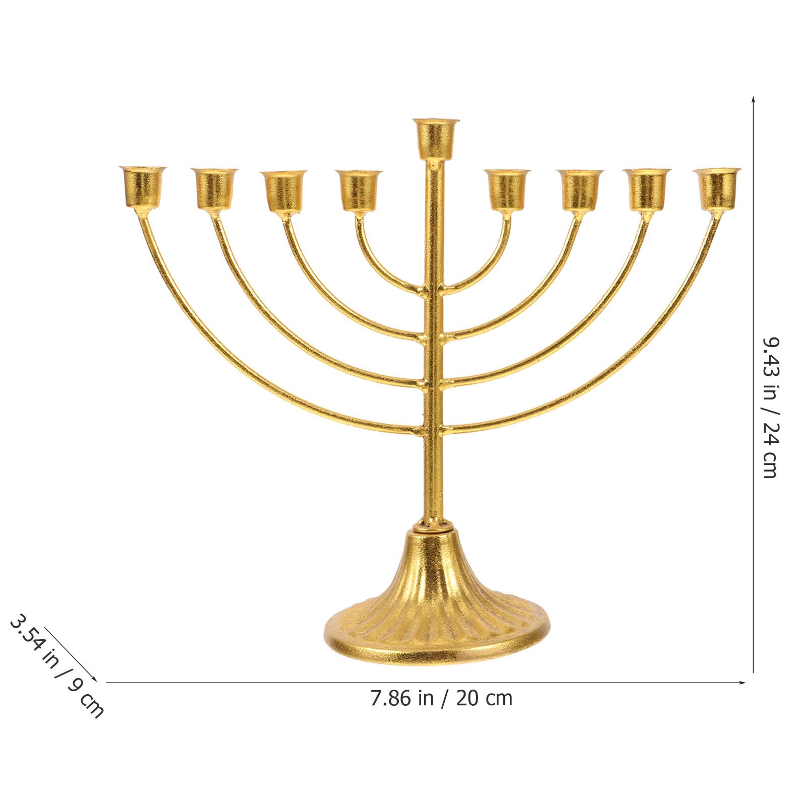 Menorah Ebraico a 9 Bracci, Candelabro in Ferro Dorato, Ornamenti da Tavolo per Decorazione Casa