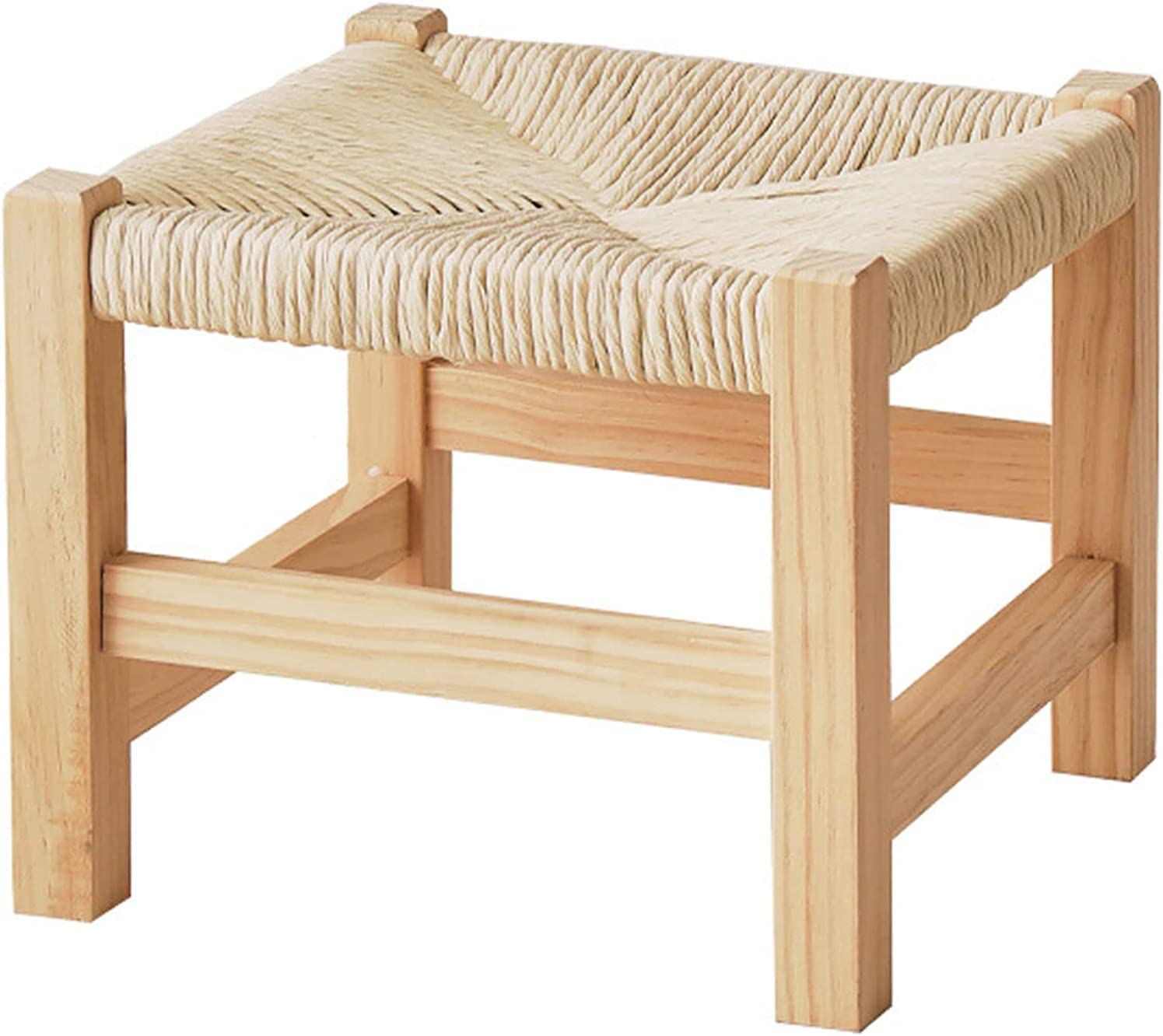 Tabouret carré en rotin haut de gamme avec piétement en bois massif